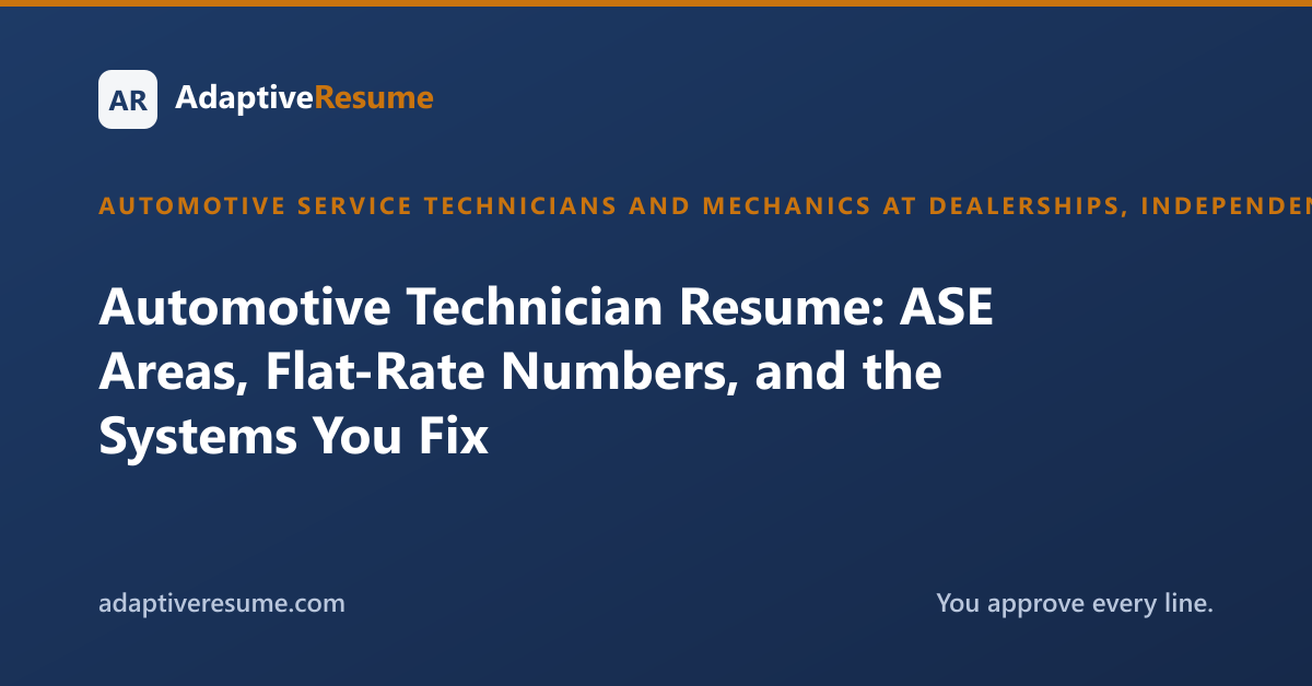 Automotive Technician Resume: ASE Areas, Flat-Rate Numbers, and the Systems You Fix