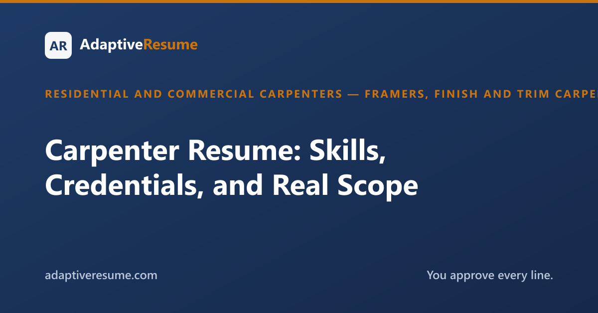 Carpenter Resume: Skills, Credentials, and Real Scope