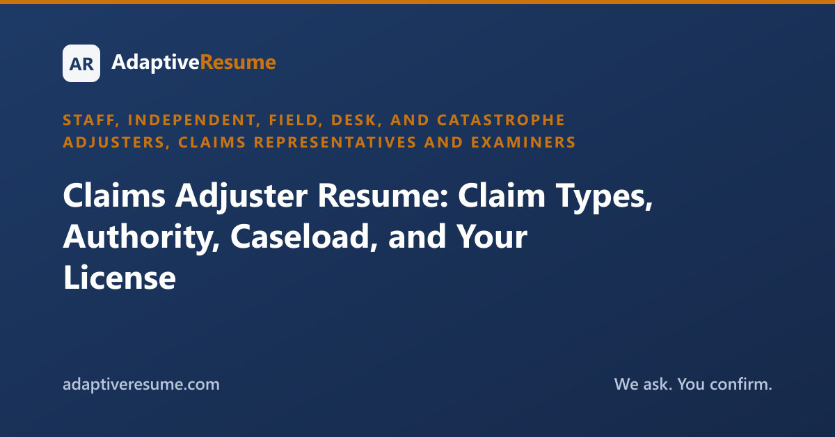 Claims Adjuster Resume: Claim Types, Authority, Caseload, and Your License