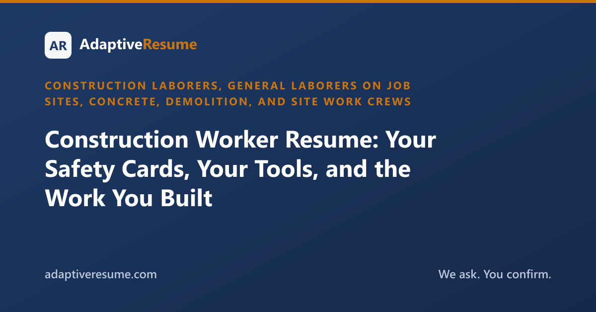 Construction Worker Resume: Your Safety Cards, Your Tools, and the Work You Built