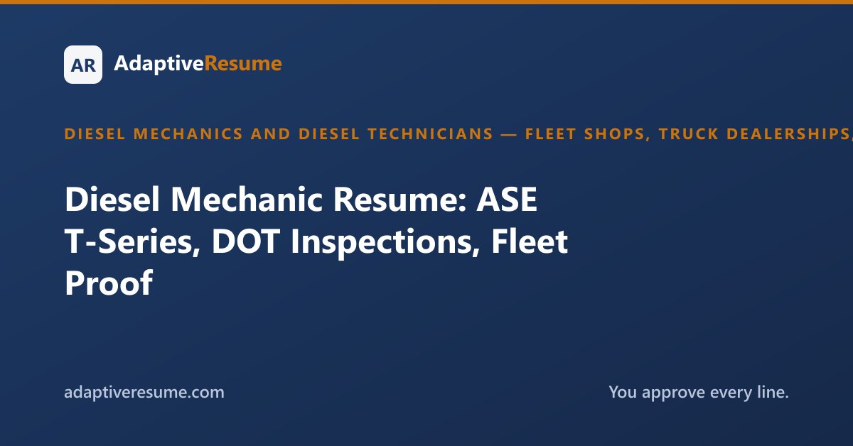 Diesel Mechanic Resume: ASE T-Series, DOT Inspections, Fleet Proof