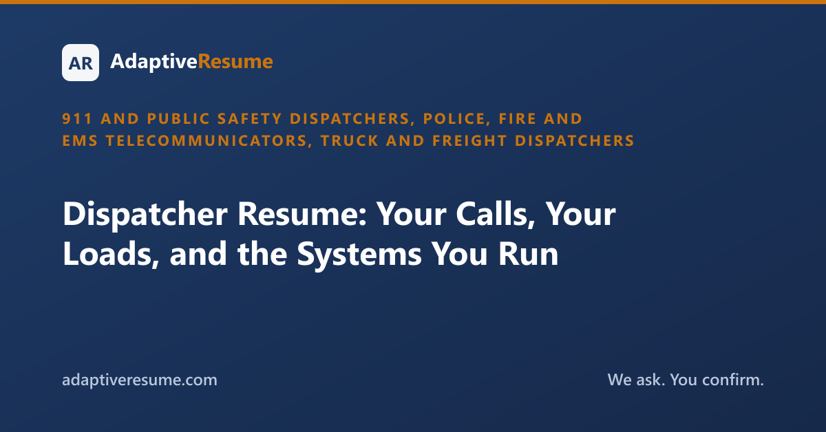 Dispatcher Resume: Your Calls, Your Loads, and the Systems You Run