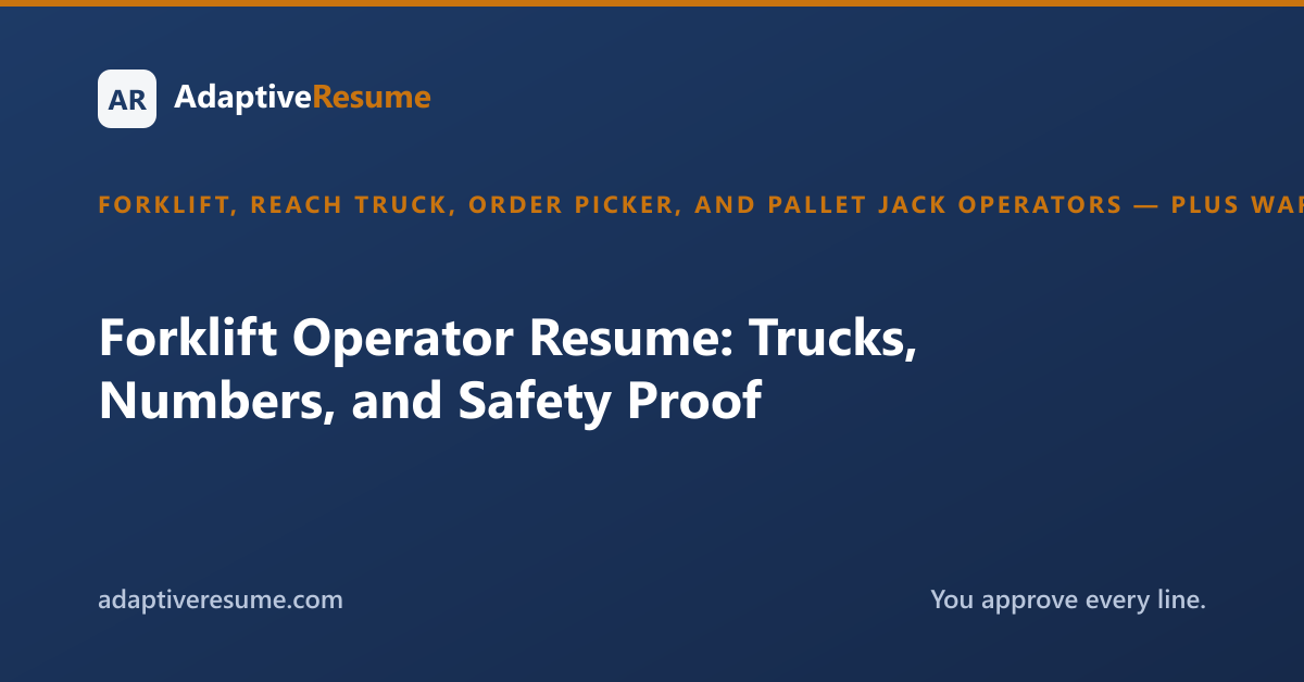 Forklift Operator Resume: Trucks, Numbers, and Safety Proof