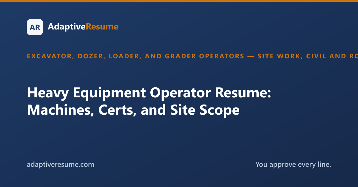 Heavy Equipment Operator Resume: Machines, Certs, and Site Scope
