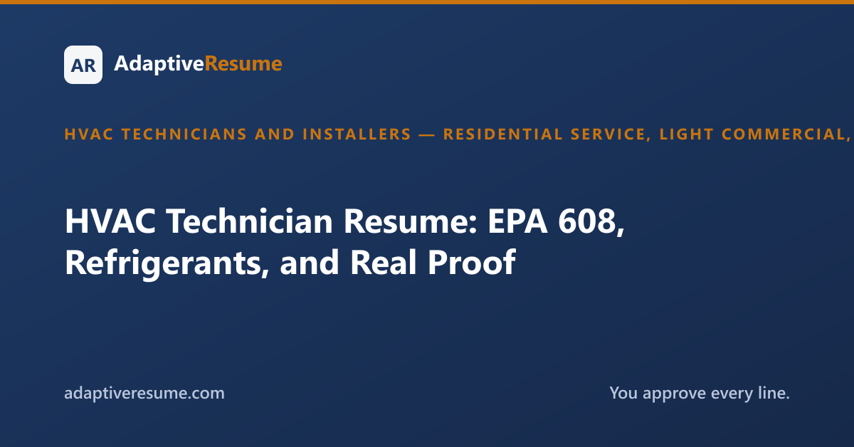 HVAC Technician Resume: EPA 608, Refrigerants, and Real Proof