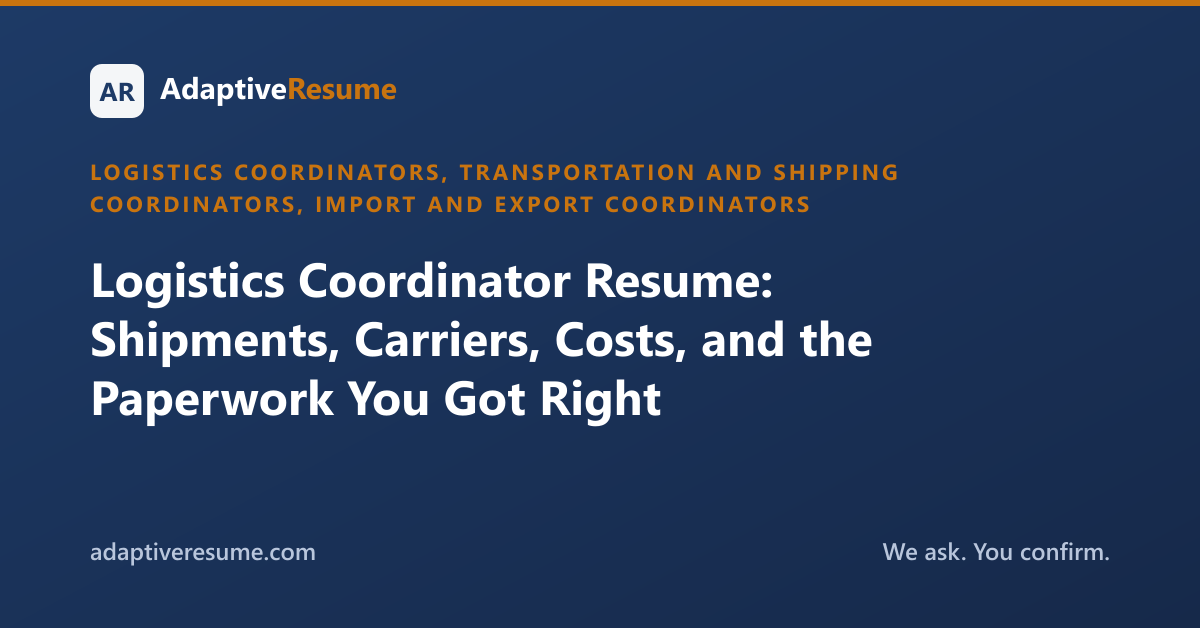 Logistics Coordinator Resume: Shipments, Carriers, Costs, and the Paperwork You Got Right