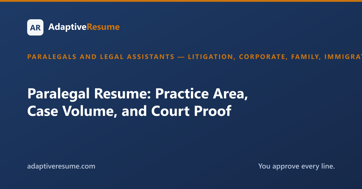 Paralegal Resume: Practice Area, Case Volume, and Court Proof