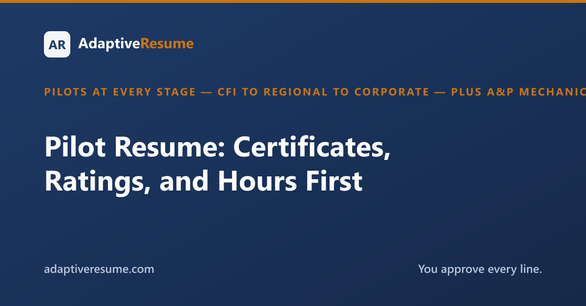 Pilot Resume: Certificates, Ratings, and Hours First