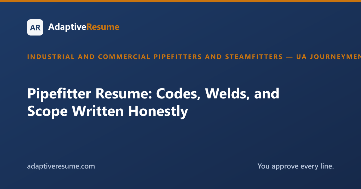 Pipefitter Resume: Codes, Welds, and Scope Written Honestly