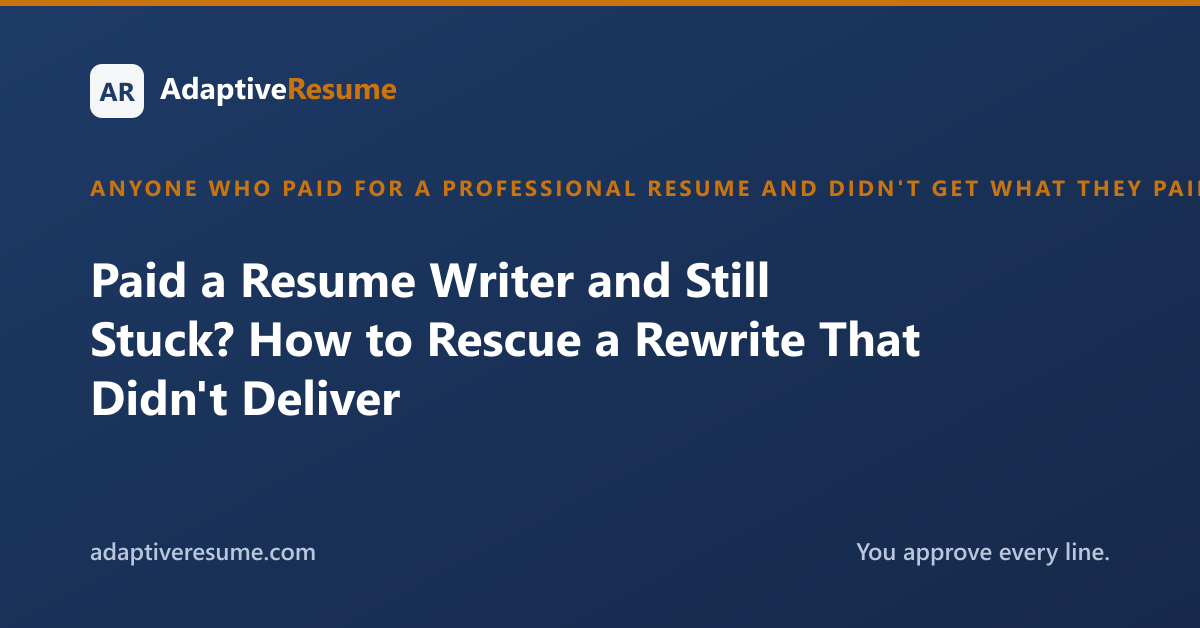 Paid a Resume Writer and Still Stuck? How to Rescue a Rewrite That Didn't Deliver