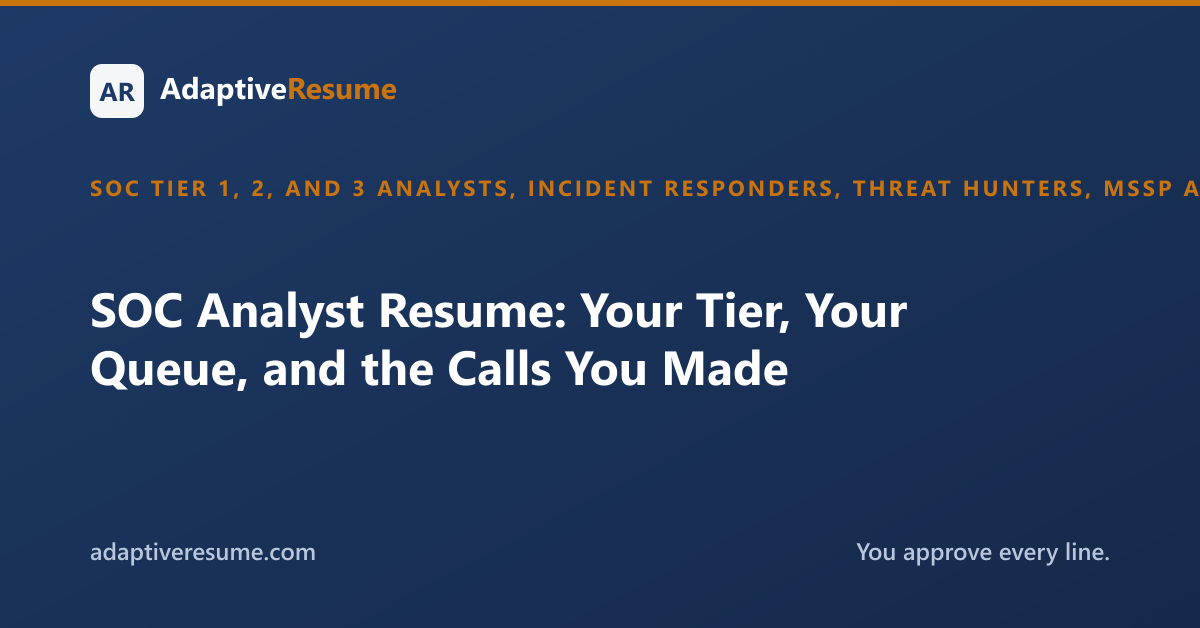 SOC Analyst Resume: Your Tier, Your Queue, and the Calls You Made