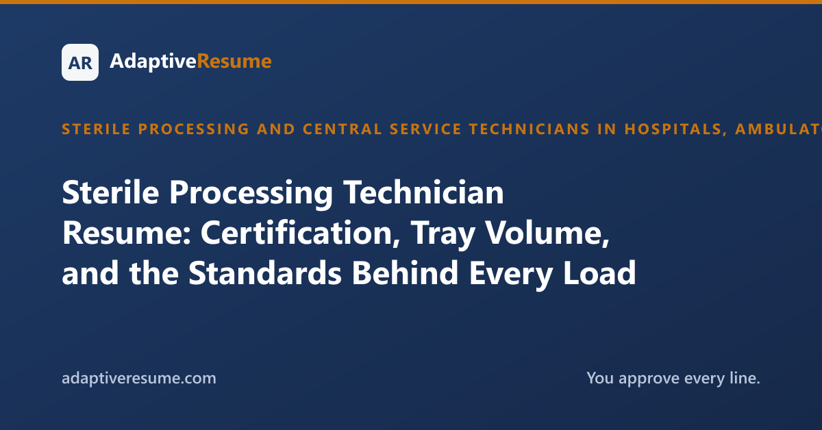 Sterile Processing Technician Resume: Certification, Tray Volume, and the Standards Behind Every Load