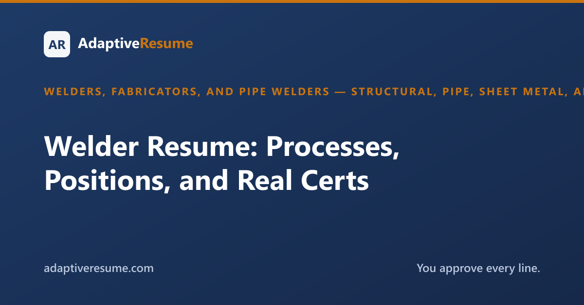 Welder Resume: Processes, Positions, and Real Certs
